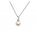 COLLANA DA DONNA IN ORO BIANCO 18 KT CON PERLA E DIAMANTE