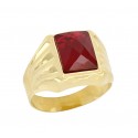ANELLO DA UOMO IN ORO GIALLO 18 KT CON RUBINO