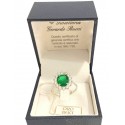 ANELLO KATE IN ORO BIANCO 18 KT CON ZIRCONE VERDE SMERALDO E BIANCHI
