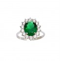 ANELLO KATE IN ORO BIANCO 18 KT CON ZIRCONE VERDE SMERALDO E BIANCHI