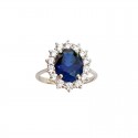 ANELLO KATE IN ORO BIANCO 18 KT CON ZIRCONE BLU ZAFFIRO E BIANCHI
