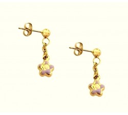 ORECCHINI PENDENTI CATENA CERCHI IN ORO GIALLO 18 KT