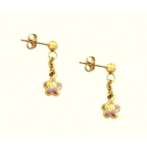 ORECCHINI PENDENTI CATENA CERCHI IN ORO GIALLO 18 KT