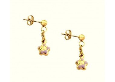 ORECCHINI PENDENTI CATENA CERCHI IN ORO GIALLO 18 KT