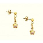 ORECCHINI BIMBA PENDENTI MARGHERITE IN ORO GIALLO 18 KT