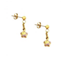 ORECCHINI BIMBA PENDENTI MARGHERITE IN ORO GIALLO 18 KT