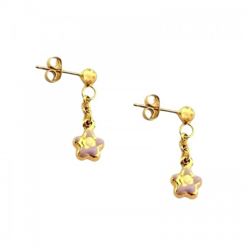 ORECCHINI PENDENTI CATENA CERCHI IN ORO GIALLO 18 KT
