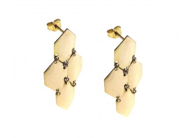ORECCHINI PENDENTI CATENA CERCHI IN ORO GIALLO 18 KT