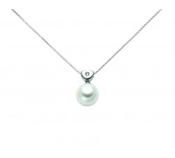 COLLANA MILUNA KIARA IN ORO BIANCO 18 KT E DIAMANTE E PERLA