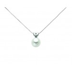 COLLANA CUORE IN ORO BIANCO 18 KT CON DIAMANTE E PERLA