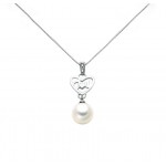 COLLANA CUORE IN ORO BIANCO 18 KT CON PERLA E DIAMANTI
