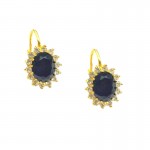 ORECCHINI IN ORO GIALLO 18 KT CON ONICE E ZIRCONI BIANCHI CHIUSURA A MANACHELLA