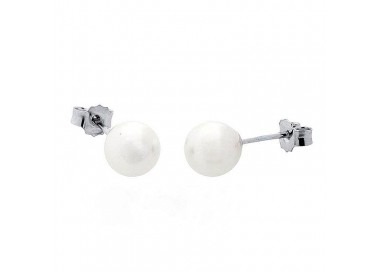 ORECCHINI IN ORO BIANCO 18 KT CON PERLE 5 MM