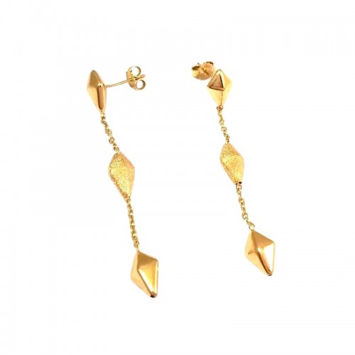 ORECCHINI PENDENTI IN ORO GIALLO 18 KT CON ELEMENTI ROMBI