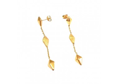 ORECCHINI PENDENTI IN ORO GIALLO 18 KT CON ELEMENTI ROMBI