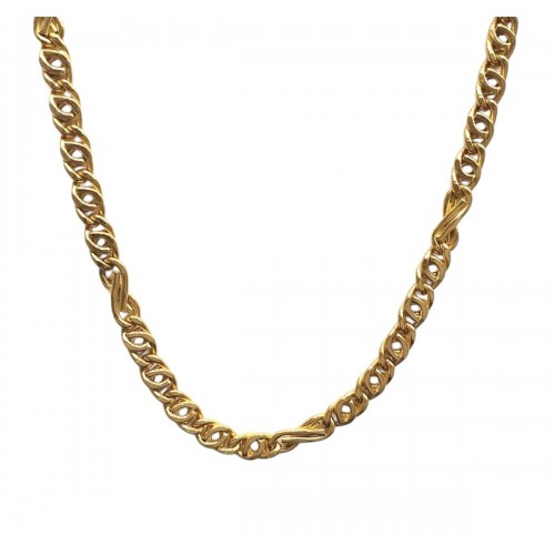 COLLANA UOMO CATENA OCCHIO DI TIGRE ORO GIALLO 18 KT 