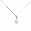 COLLANA DA DONNA IN ORO BIANCO 18 KT CON PERLA E DIAMANTE