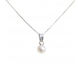 COLLANA DA DONNA IN ORO BIANCO 18 KT CON PERLA E DIAMANTE
