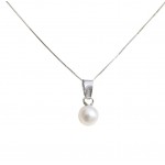 COLLANA DA DONNA IN ORO BIANCO 18 KT CON PERLA E DIAMANTE