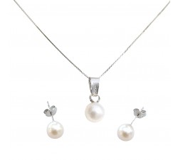 COLLANA DA DONNA IN ORO BIANCO 18 KT CON PERLA E DIAMANTE