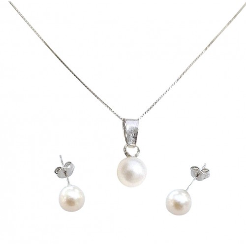 COLLANA DA DONNA IN ORO BIANCO 18 KT CON PERLA E DIAMANTE