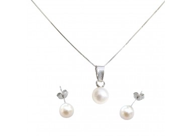COLLANA DA DONNA IN ORO BIANCO 18 KT CON PERLA E DIAMANTE