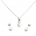 COLLANA DA DONNA IN ORO BIANCO 18 KT CON PERLA E DIAMANTE