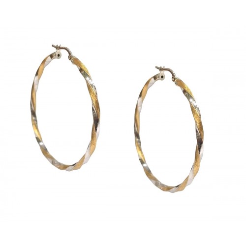 ORECCHINI CERCHI TORCHION IN ORO GIALLO E BIANCO 18 KT