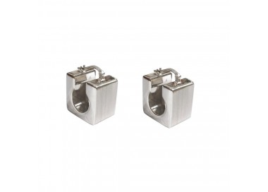 ORECCHINI CERCHI IN ORO BIANCO 18 KT MODELLO CUBO