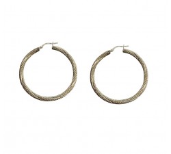 ORECCHINI CERCHI IN ORO BIANCO 18KT DI ,2 Cm