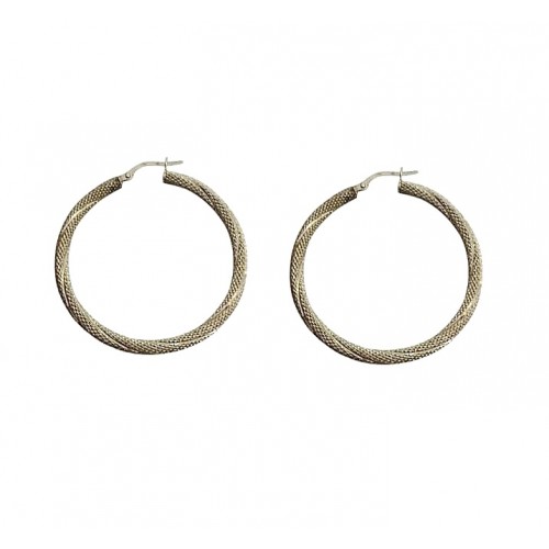 ORECCHINI CERCHI IN ORO BIANCO 18KT DI ,2 Cm