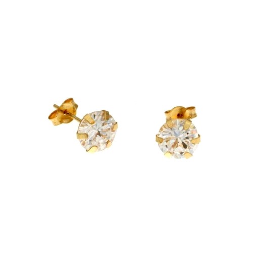 ORECCHINI SOLITARIO IN ORO GIALLO 18 KT CON ZIRCONI