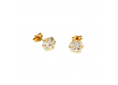 ORECCHINI PUNTO LUCE IN ORO GIALLO 18 KT CON ZIRCONI TAGLIO BRILLANTE