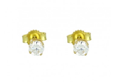 ORECCHINI PUNTO LUCE IN ORO GIALLO 18 KT CON ZIRCONI TAGLIO BRILLANTE