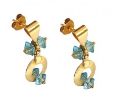 ORECCHINI PENDENTI IN ORO GIALLO 18 KT CON PIETRE CELESTI ACQUAMARINA