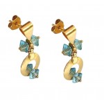 ORECCHINI PENDENTI IN ORO GIALLO 18 KT CON PIETRE CELESTI ACQUAMARINA