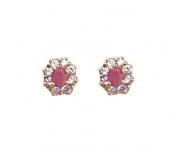 ORECCHINI KATE IN ORO GIALLO 18 KT CON ZIRCONI ROSA E BIANCHI