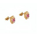 ORECCHINI KATE IN ORO GIALLO 18 KT CON ZIRCONI ROSA E BIANCHI