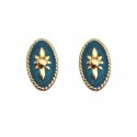 ORECCHINI IN ORO GIALLO 18 KT MODELLO SCUDO CON SMALTO AZZURRO