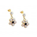 ORECCHINI FIORI PENDENTI IN ORO GIALLO 18 KT CON ZIRCONI TAGLIO BRILLANTE