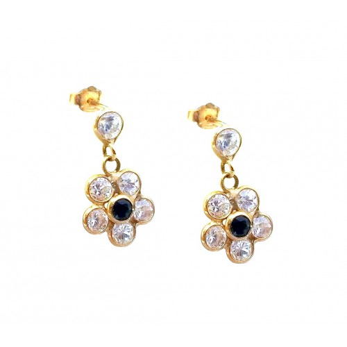 ORECCHINI IN ORO GIALLO 18 KT MODELLO SCUDO CON SMALTO VERDE