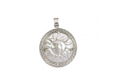 CIONDOLO SOLE IN ORO BIANCO 18 KT + COLLANA LACCIO OMAGGIO