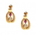 ORECCHINI IN ORO GIALLO 18 KT MODELLO SCUDO CON SMALTO VERDE