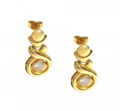 ORECCHINI IN ORO GIALLO 18 KT MODELLO SCUDO CON SMALTO VERDE