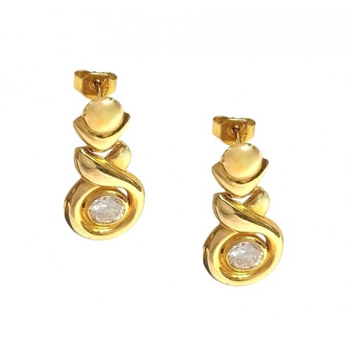 ORECCHINI PENDENTI IN ORO GIALLO 18 KT CON ZIRCONI BIANCHI TAGLIO BRILLANTE