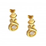 ORECCHINI IN ORO GIALLO 18 KT MODELLO SCUDO CON SMALTO VERDE