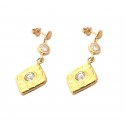 ORECCHINI IN ORO GIALLO 18 KT MODELLO SCUDO CON SMALTO VERDE