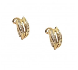 ORECCHINI IN ORO GIALLO 18 KT MODELLO SCUDO CON SMALTO VERDE