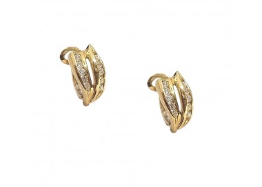 ORECCHINI IN ORO GIALLO 18 KT MODELLO SCUDO CON SMALTO VERDE