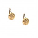 ORECCHINI IN ORO GIALLO 18 KT MODELLO SCUDO CON SMALTO VERDE